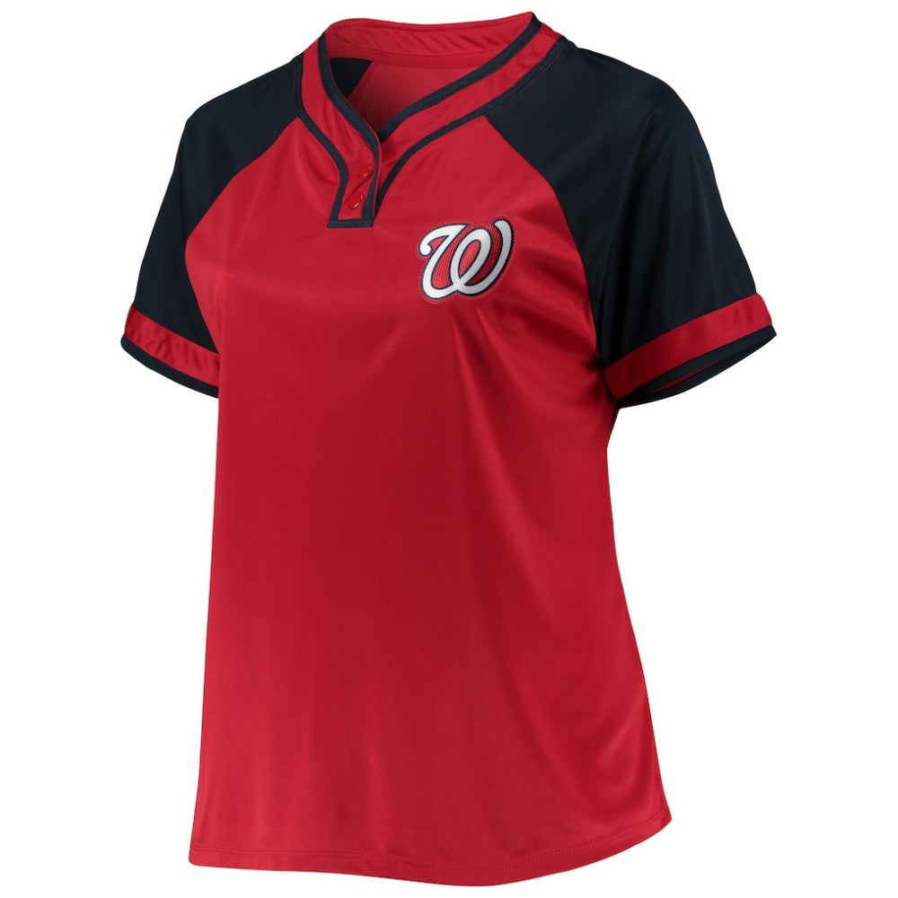 Washington Nationals Women's Plus Size Raglan T-Shirt - Red