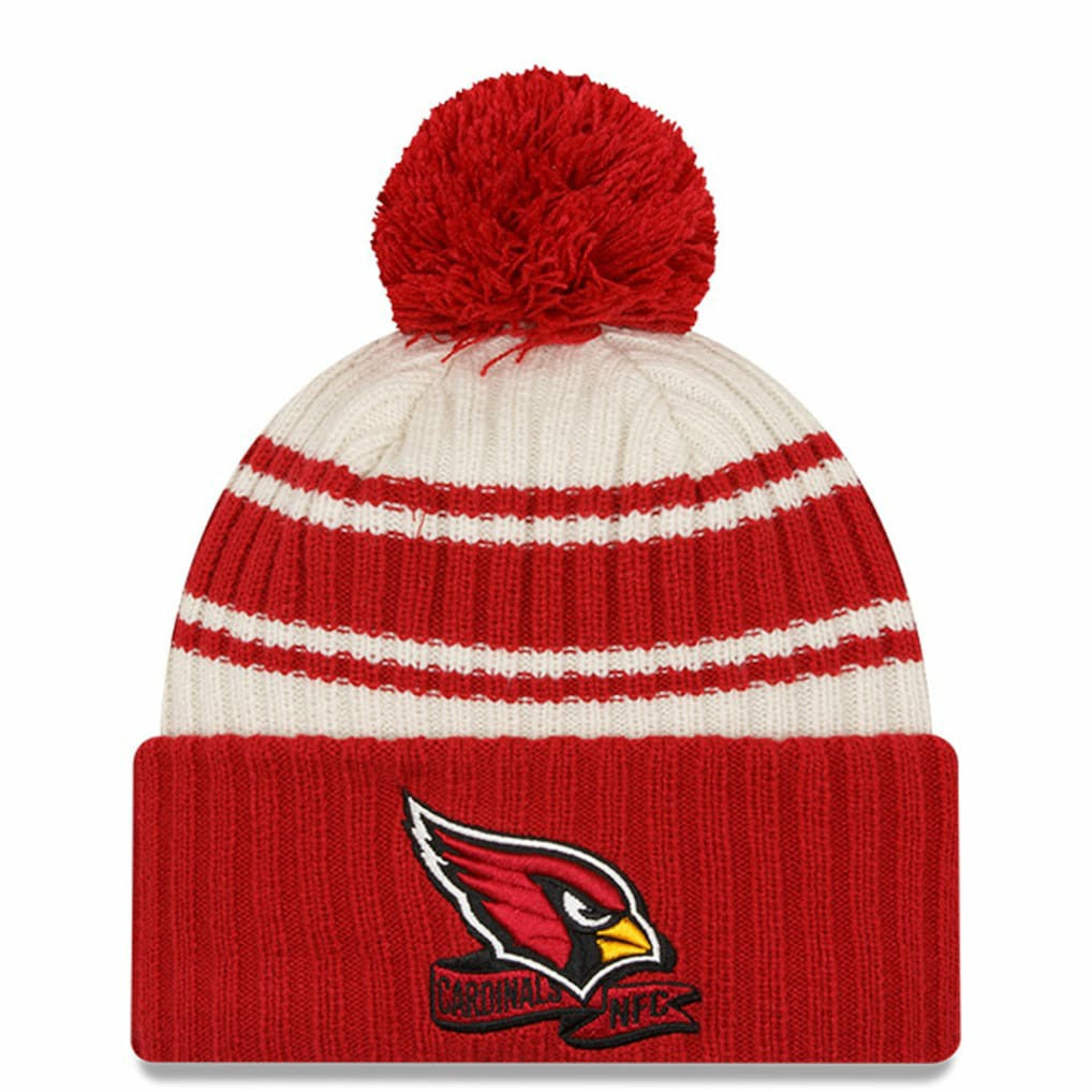 Arizona Cardinals New Era 2022 Sideline Sport Cuffed Pom Knit Hat - Cream/Cardinal online