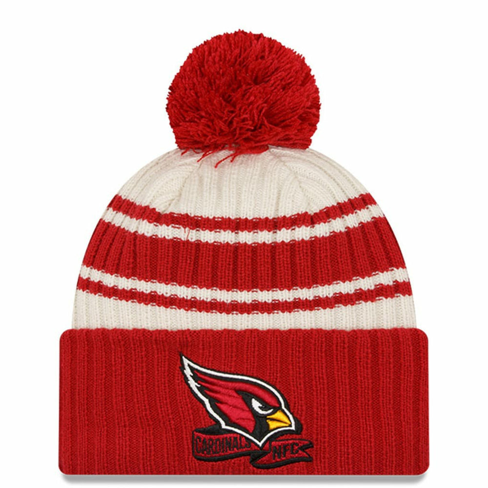 Arizona Cardinals New Era 2022 Sideline Sport Cuffed Pom Knit Hat - Cream/Cardinal online