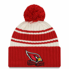 Arizona Cardinals New Era 2022 Sideline Sport Cuffed Pom Knit Hat - Cream/Cardinal online