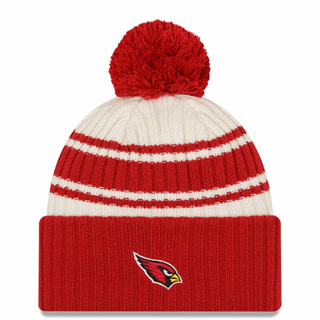 Arizona Cardinals New Era 2022 Sideline Sport Cuffed Pom Knit Hat - Cream/Cardinal online