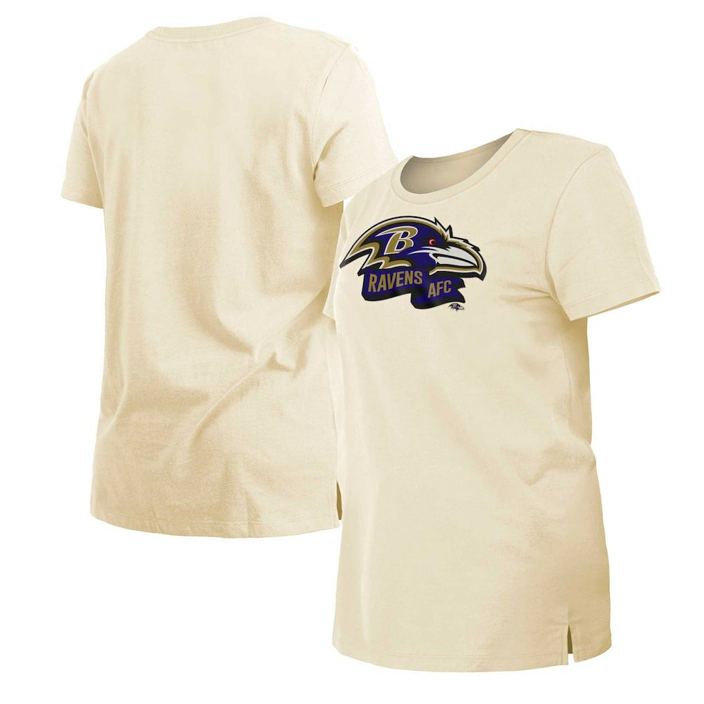 Baltimore Ravens New Era Women's Chrome Sideline T-Shirt - Cream outlet