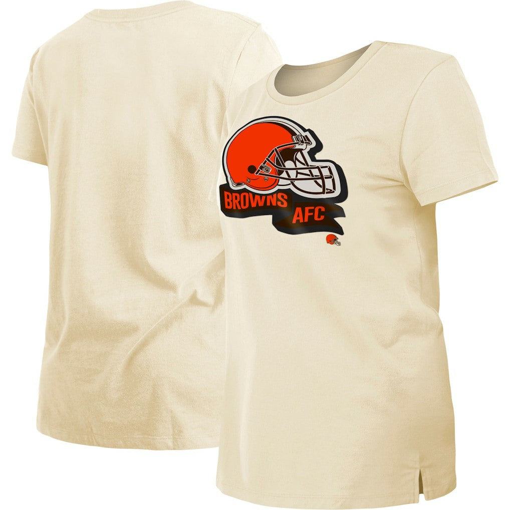 Cleveland Browns New Era Women's Chrome Sideline T-Shirt - Cream for sale