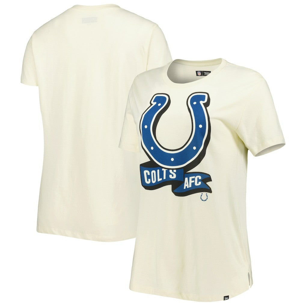 Indianapolis Colts New Era Women's Chrome Sideline T-Shirt - Cream on sale