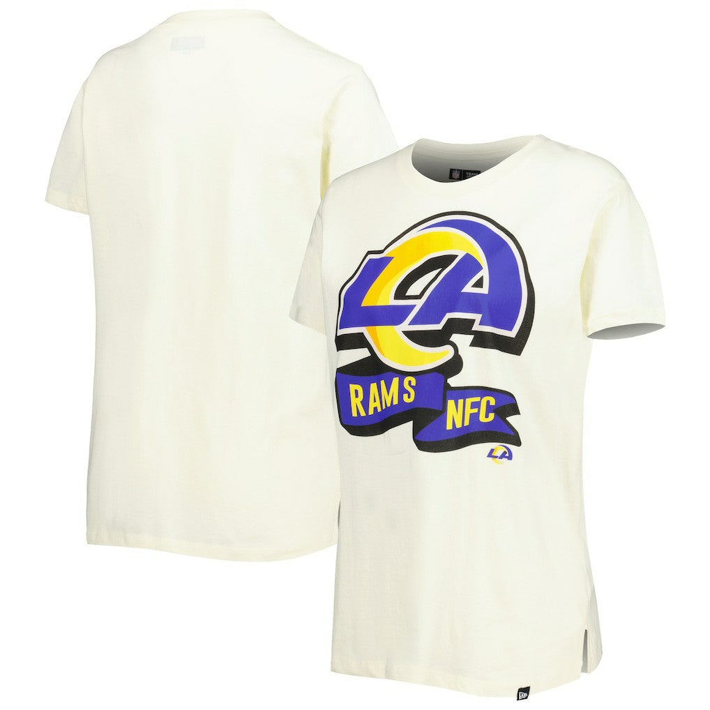 Los Angeles Rams New Era Women's Chrome Sideline T-Shirt - Cream outlet