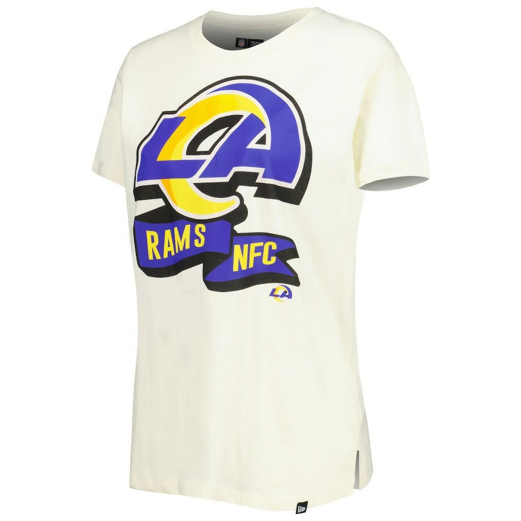 Los Angeles Rams New Era Women's Chrome Sideline T-Shirt - Cream outlet