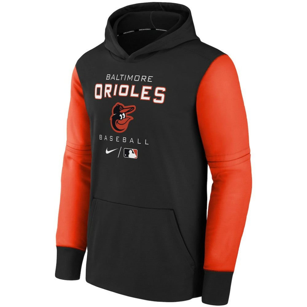 Baltimore Orioles Youth Authentic Collection Performance Pullover Hoodie - Black/Orange | Nike