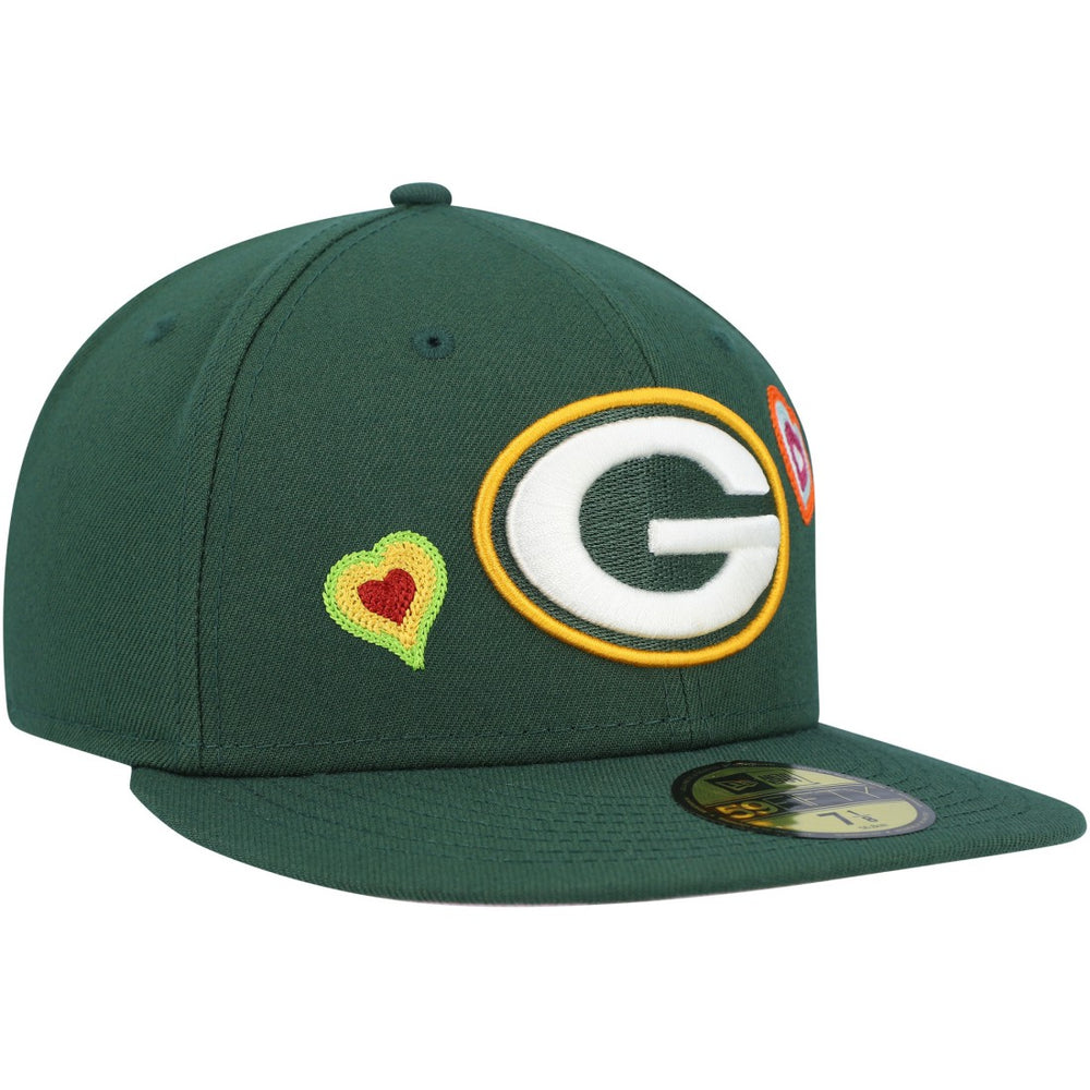 Green Bay Packers New Era Chain Stitch Heart 59FIFTY Fitted Hat - Green sale
