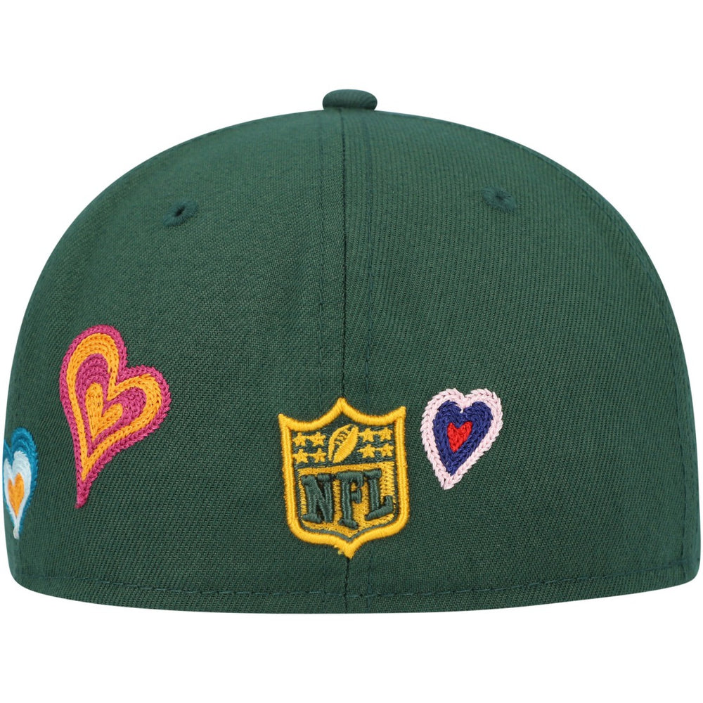 Green Bay Packers New Era Chain Stitch Heart 59FIFTY Fitted Hat - Green sale
