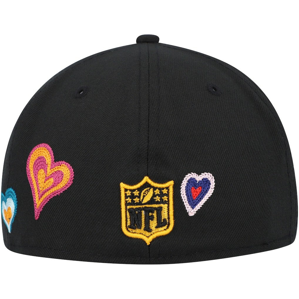 Pittsburgh Steelers New Era Chain Stitch Heart 59FIFTY Fitted Hat - Black discount