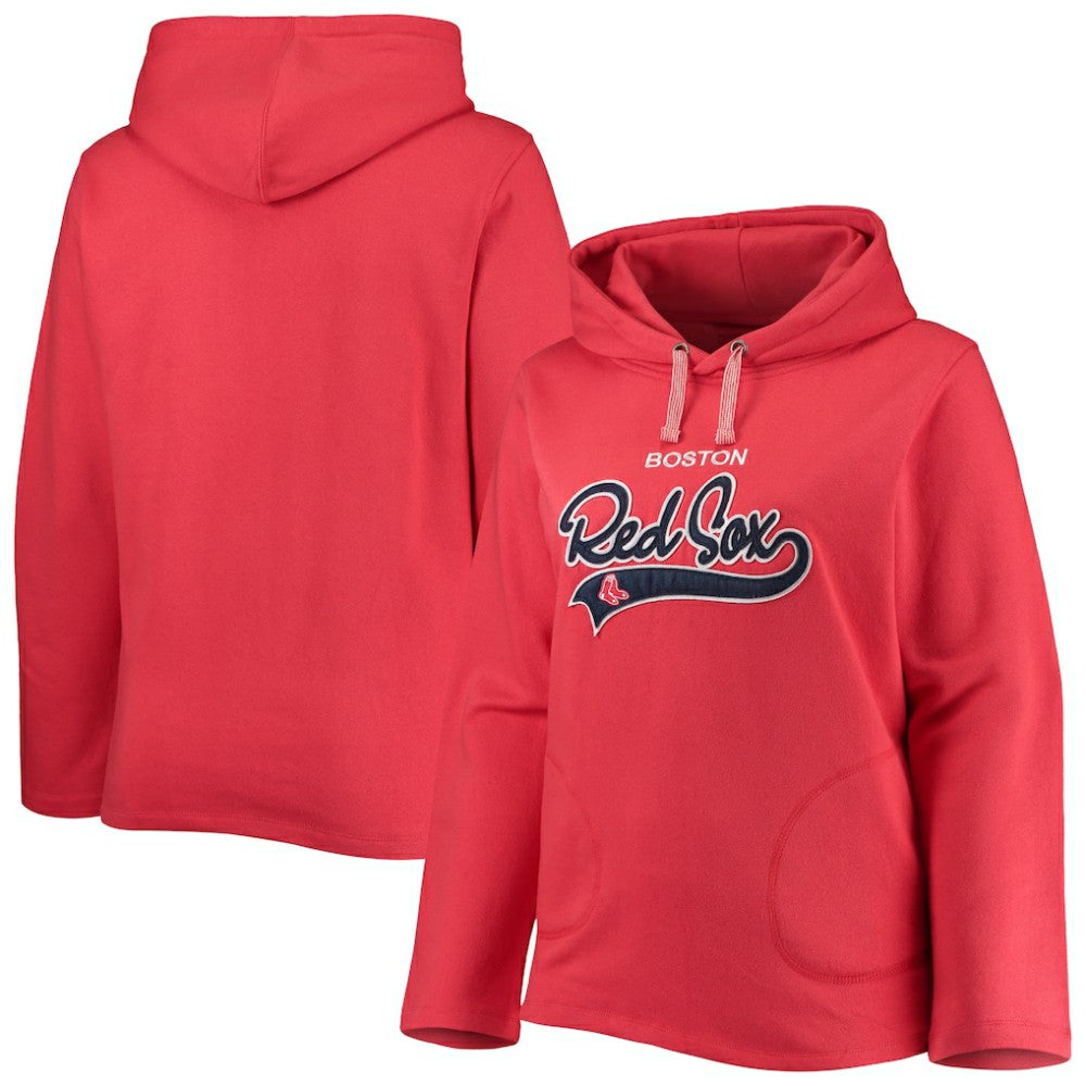 Boston Red Sox Soft as a Grape Women's Plus Size Side Split Pullover Hoodie - Red