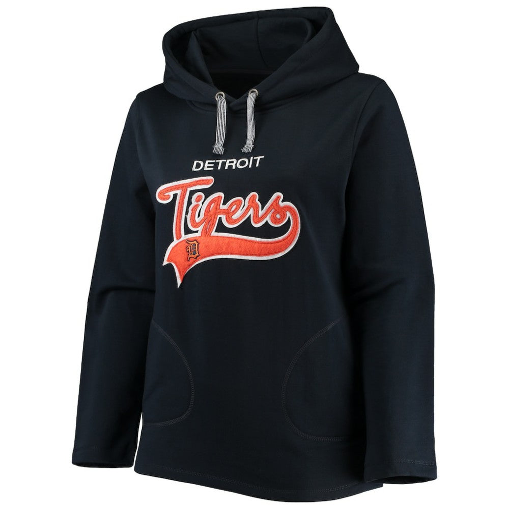 Detroit Tigers Soft as a Grape Women's Plus Size Side Split Pullover Hoodie - Navy