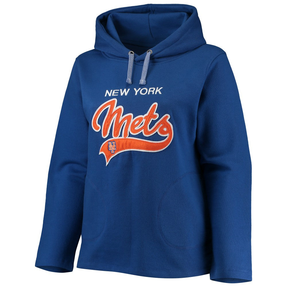 New York Mets Soft as a Grape Women's Plus Size Side Split Pullover Hoodie - Royal
