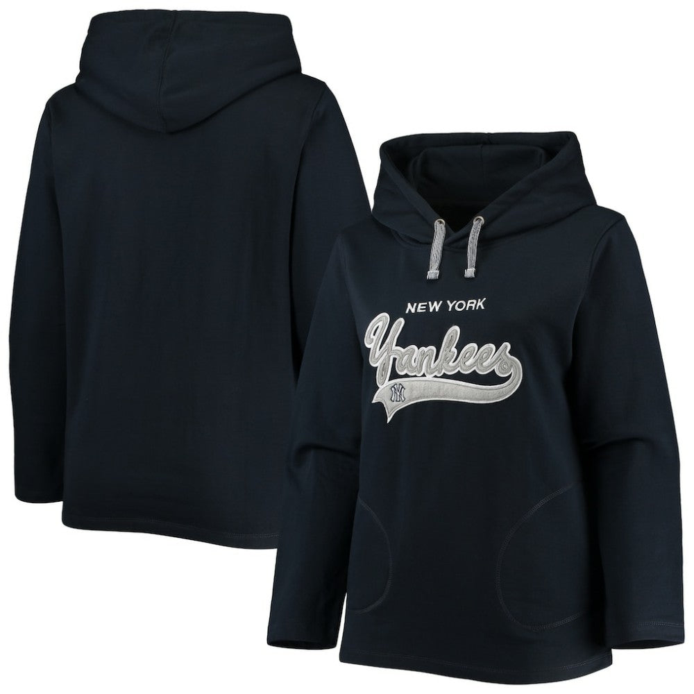 New York Yankees Soft as a Grape Women's Plus Size Side Split Pullover Hoodie - Navy