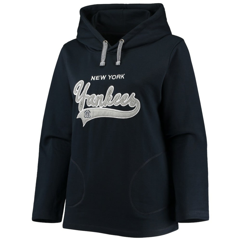 New York Yankees Soft as a Grape Women's Plus Size Side Split Pullover Hoodie - Navy