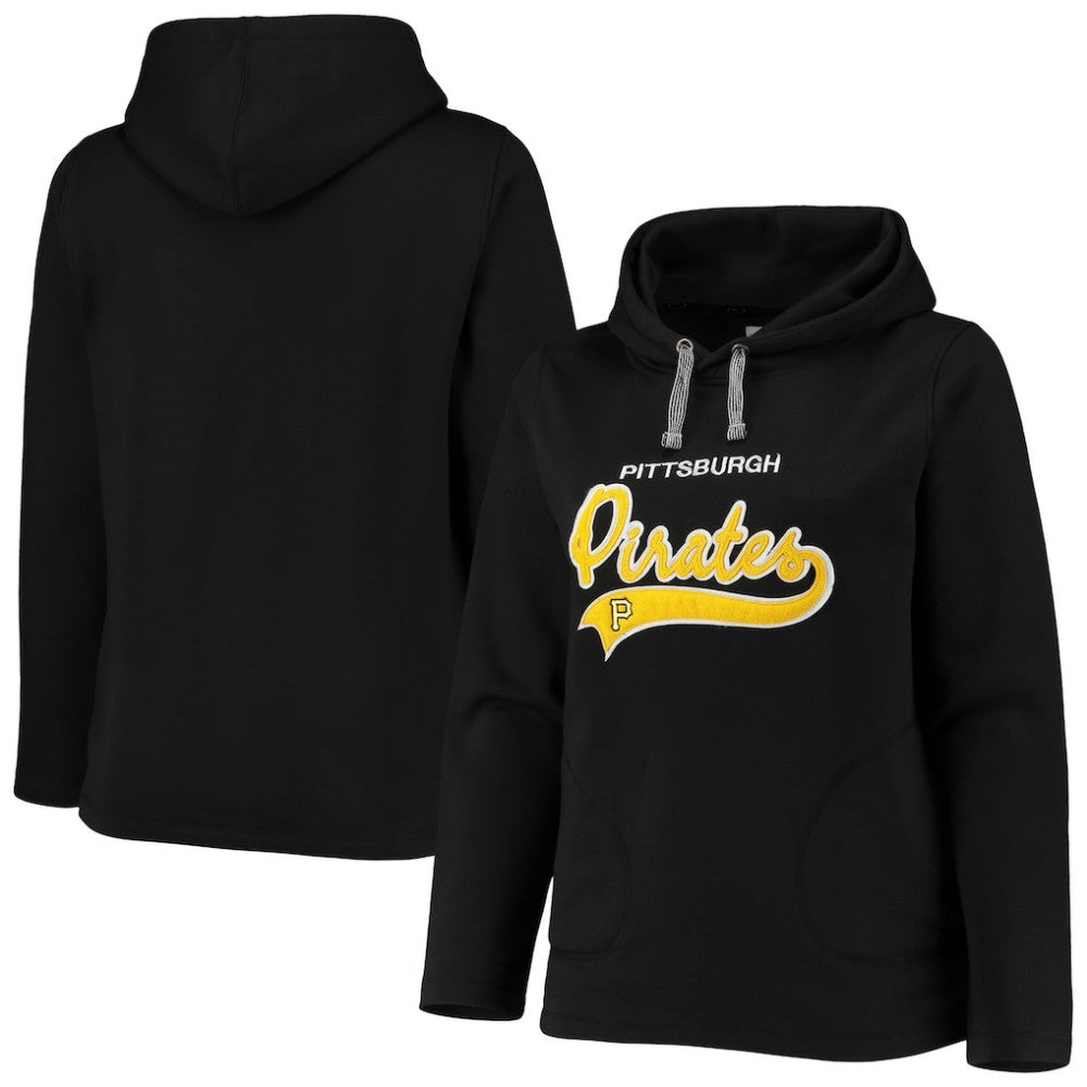 Pittsburgh Pirates Soft as a Grape Women's Plus Size Side Split Pullover Hoodie - Black