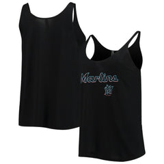 Miami Marlins Soft as a Grape Women's Slouchy Tank Top - Black