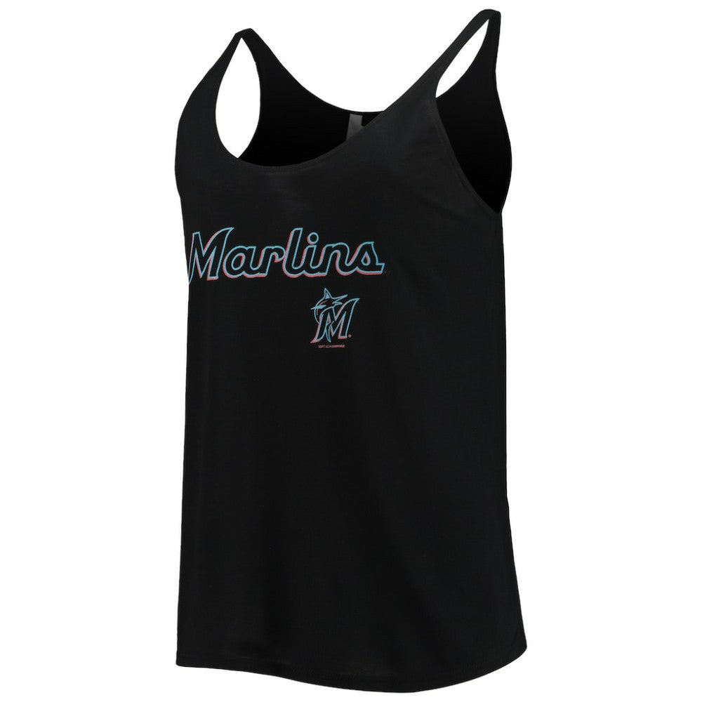 Miami Marlins Soft as a Grape Women's Slouchy Tank Top - Black