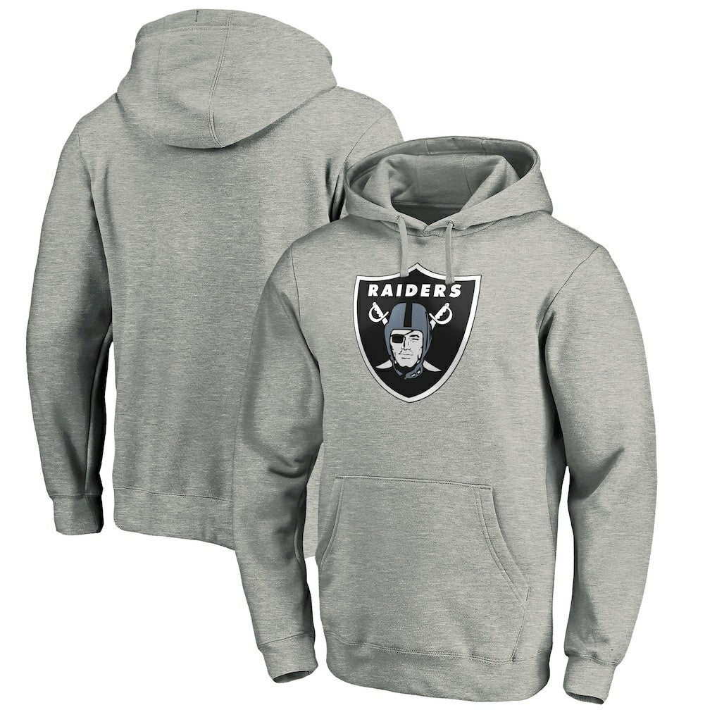 Las Vegas Raiders Primary Logo Fitted Pullover Hoodie - Heather Gray discount