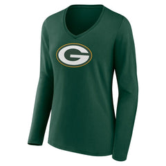 Green Bay Packers Women's Primary Team Logo Long Sleeve V-Neck T-Shirt - Green cheap
