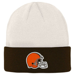 Cleveland Browns Youth Bone Cuffed Knit Hat - Cream/Brown sale