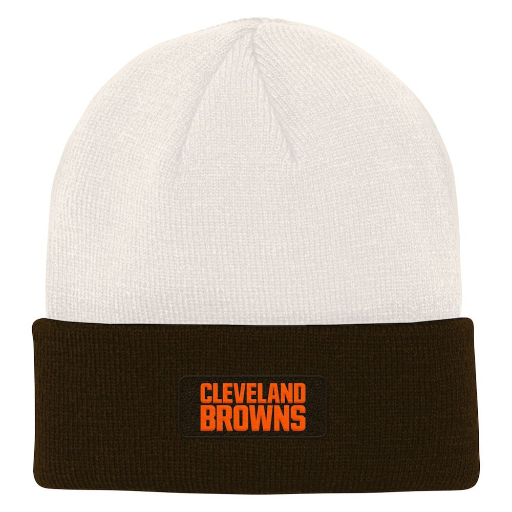 Cleveland Browns Youth Bone Cuffed Knit Hat - Cream/Brown sale