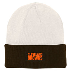 Cleveland Browns Youth Bone Cuffed Knit Hat - Cream/Brown sale