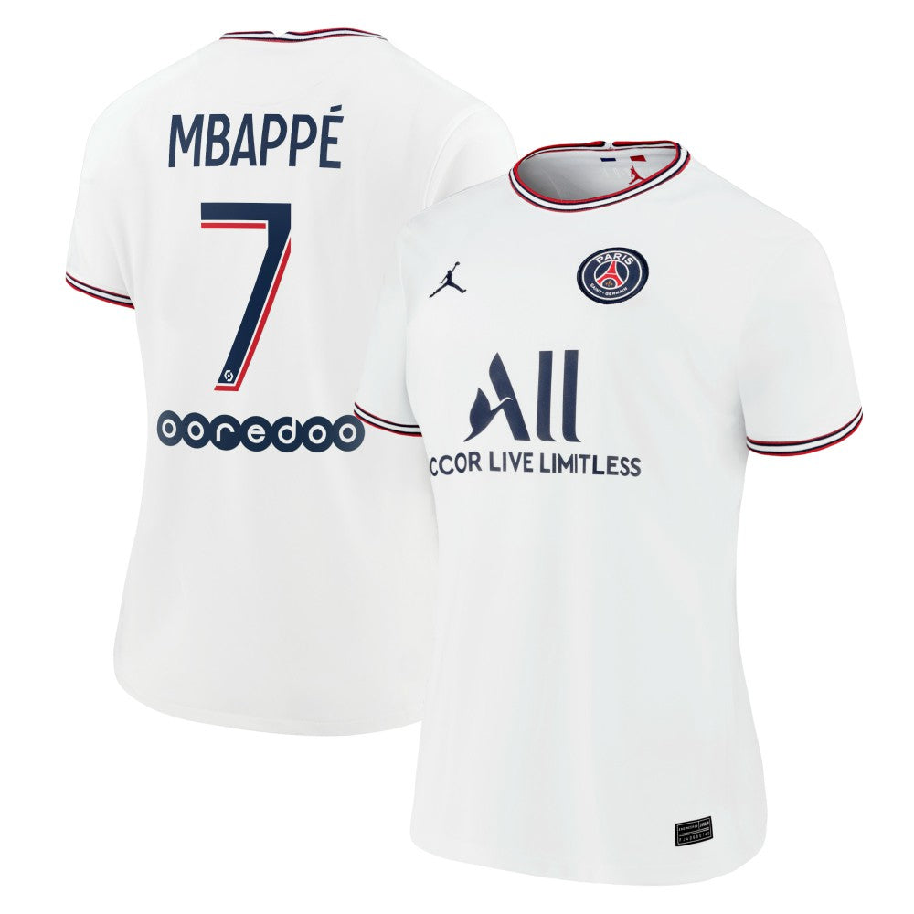 Kylian Mbappé Paris Saint-Germain Jordan Brand Women's 2021/22 Fourth Replica Jersey - White | Jordan on sale