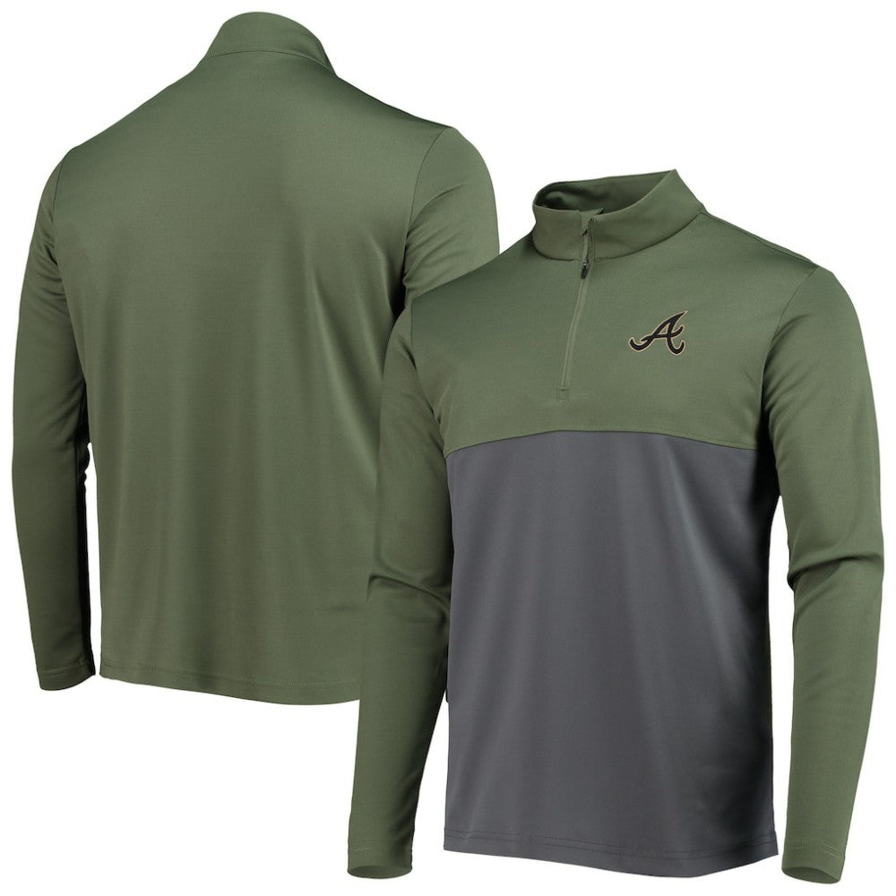 Atlanta Braves Levelwear Delta Pursue Quarter-Zip Jacket - Olive