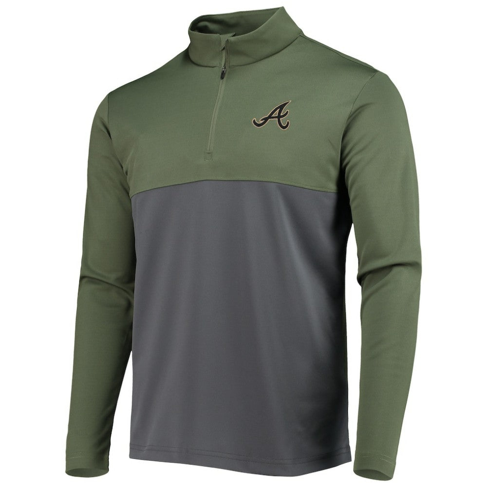 Atlanta Braves Levelwear Delta Pursue Quarter-Zip Jacket - Olive