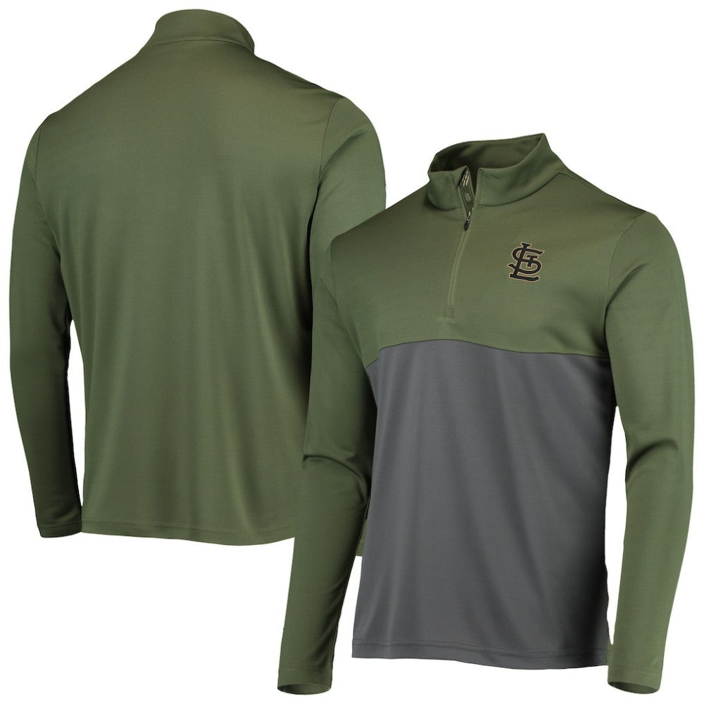 St. Louis Cardinals Levelwear Delta Pursue Quarter-Zip Jacket - Olive