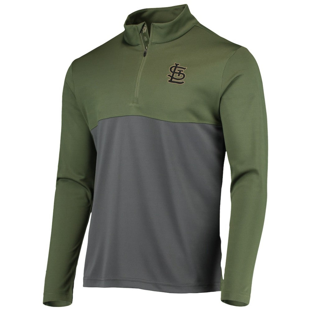 St. Louis Cardinals Levelwear Delta Pursue Quarter-Zip Jacket - Olive