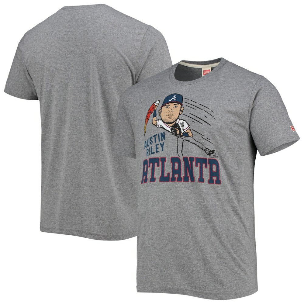 Austin Riley Atlanta Braves Homage Caricature Tri-Blend T-Shirt - Gray