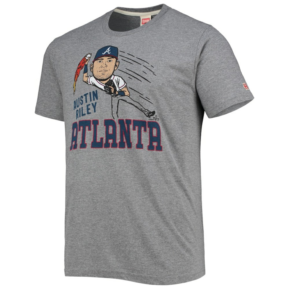 Austin Riley Atlanta Braves Homage Caricature Tri-Blend T-Shirt - Gray