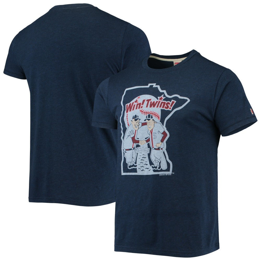 Minnesota Twins Homage Hand-Drawn Logo Tri-Blend T-Shirt - Navy