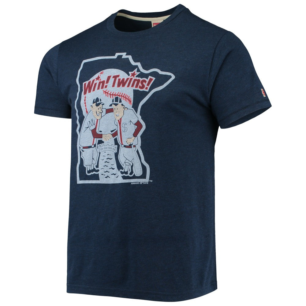 Minnesota Twins Homage Hand-Drawn Logo Tri-Blend T-Shirt - Navy