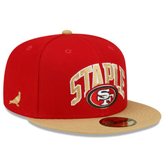 San Francisco 49ers New Era NFL x Staple Collection 59FIFTY Fitted Hat - Scarlet/Gold on sale