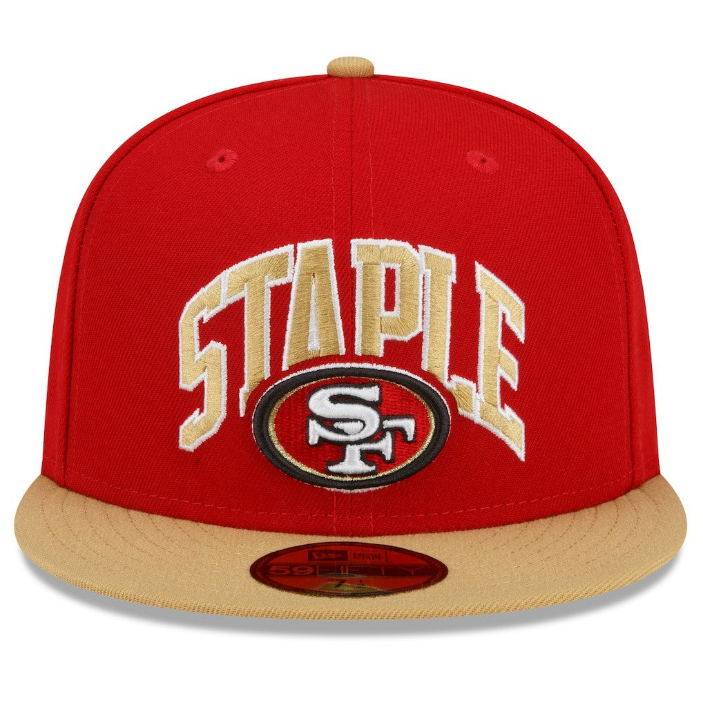 San Francisco 49ers New Era NFL x Staple Collection 59FIFTY Fitted Hat - Scarlet/Gold on sale
