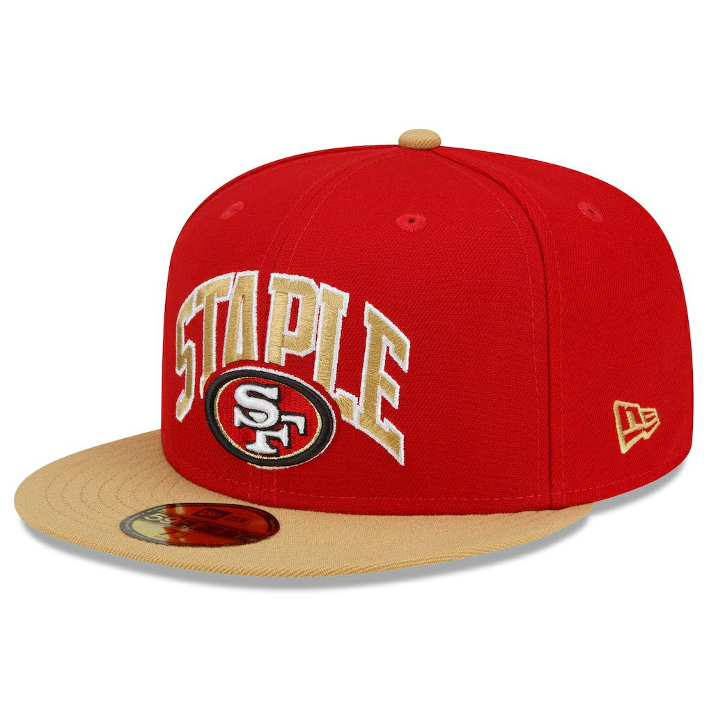 San Francisco 49ers New Era NFL x Staple Collection 59FIFTY Fitted Hat - Scarlet/Gold on sale