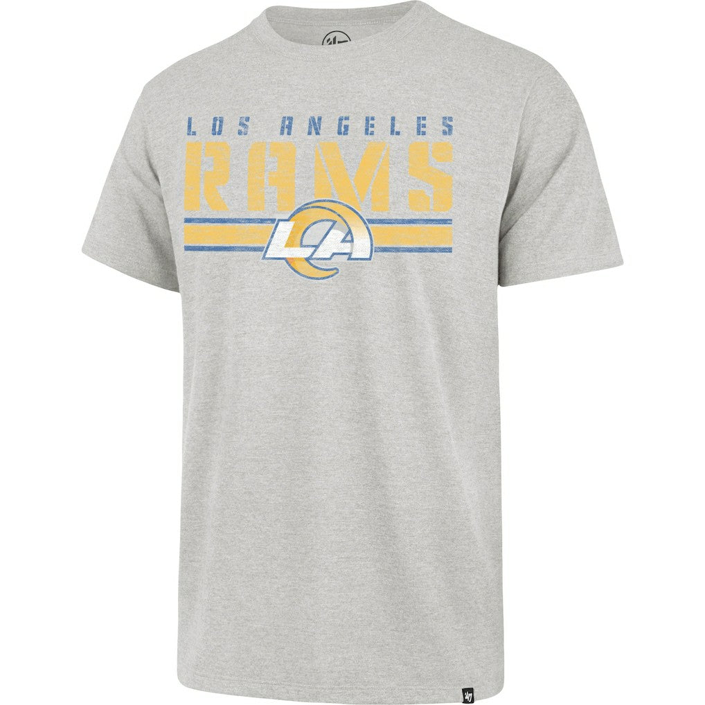 Los Angeles Rams '47 Stripe Thru Franklin T-Shirt - Heathered Gray on sale
