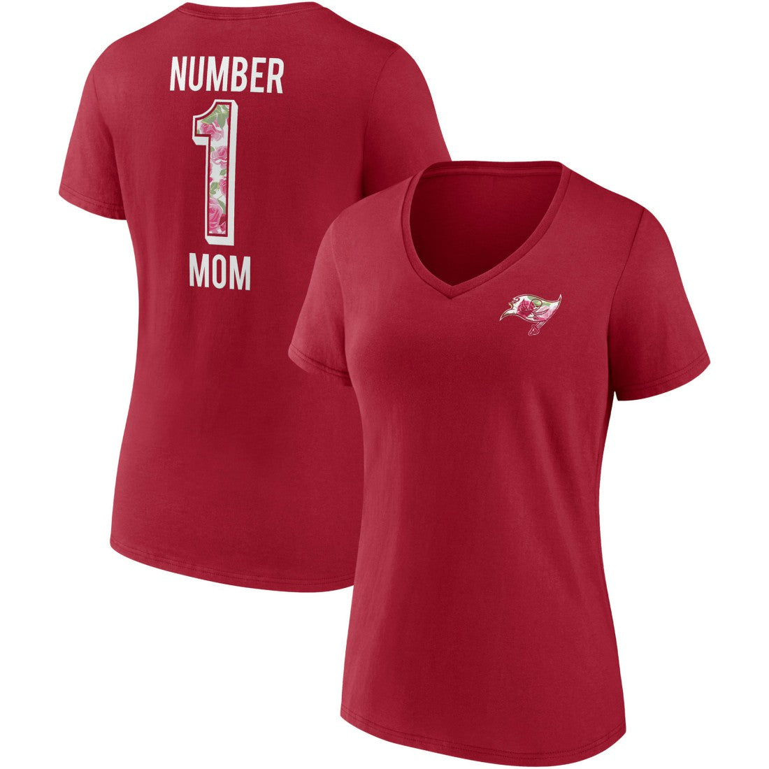 Tampa Bay Buccaneers Women's Team Mother's Day V-Neck T-Shirt - Red on sale