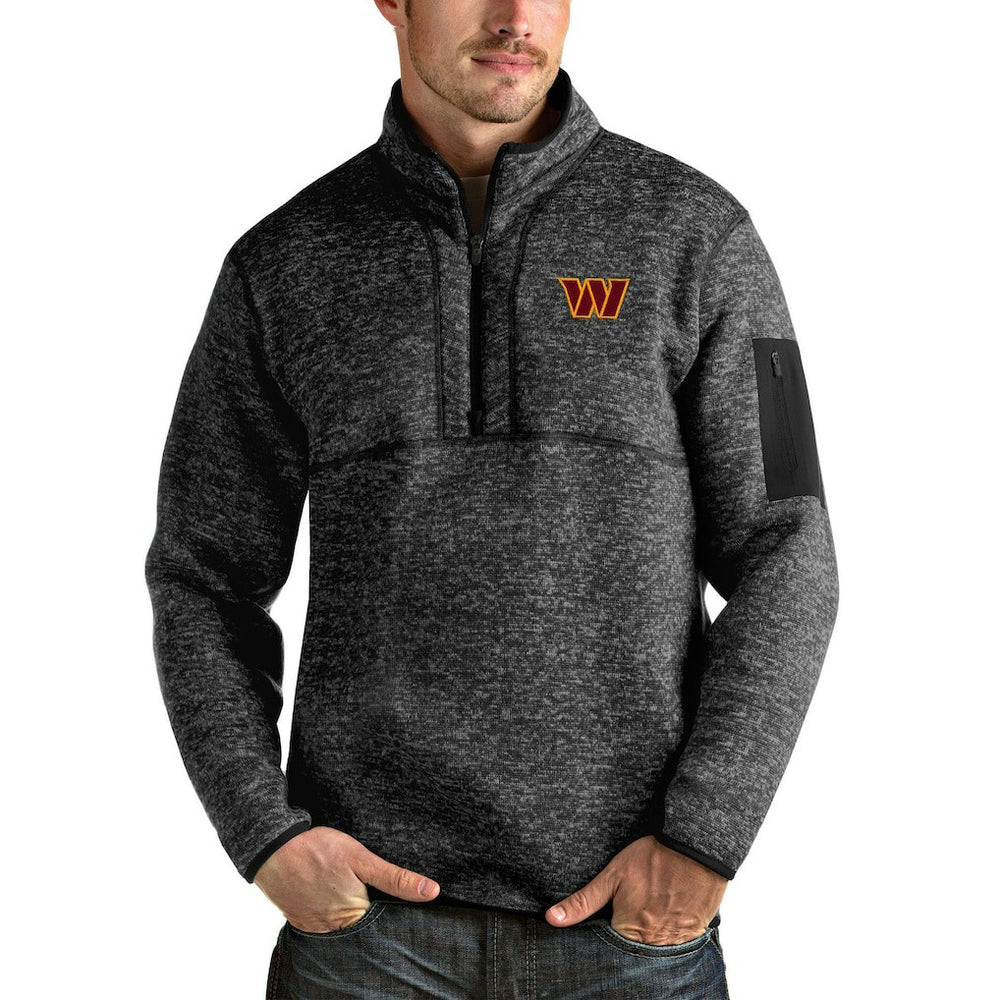 Washington Commanders Antigua Fortune Quarter-Zip Pullover Jacket - Heathered Black for sale