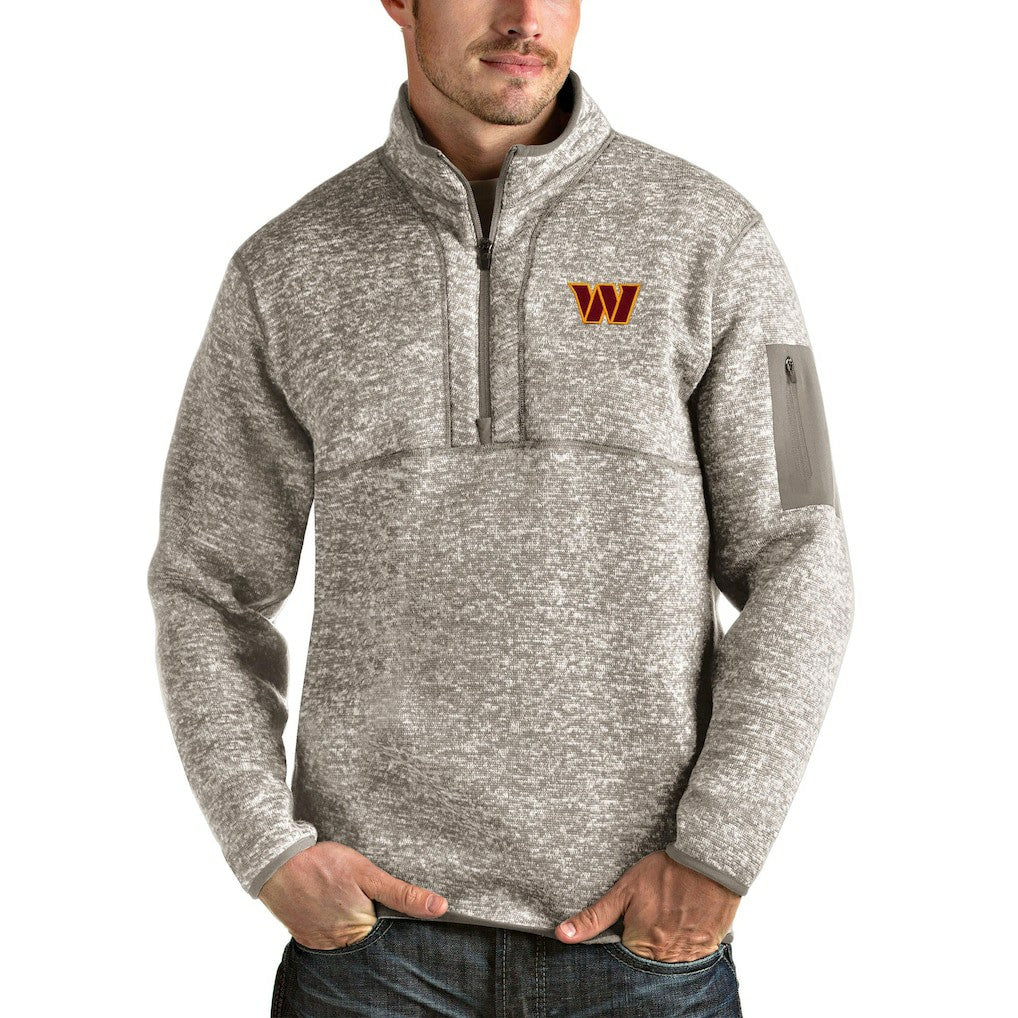 Washington Commanders Antigua Fortune Quarter-Zip Pullover Jacket - Oatmeal for sale