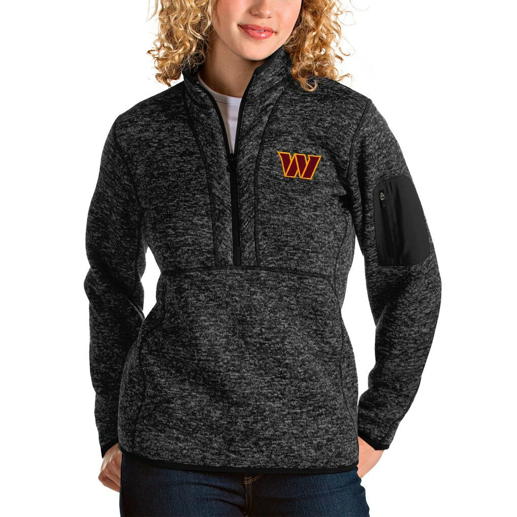 Washington Commanders Antigua Women's Fortune Quarter-Zip Pullover Jacket - Heathered Black on sale