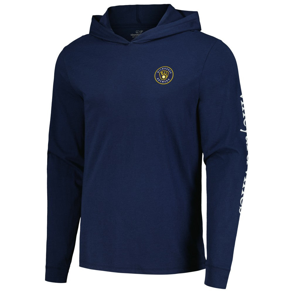 Milwaukee Brewers Vineyard Vines Long Sleeve Hoodie T-Shirt - Navy