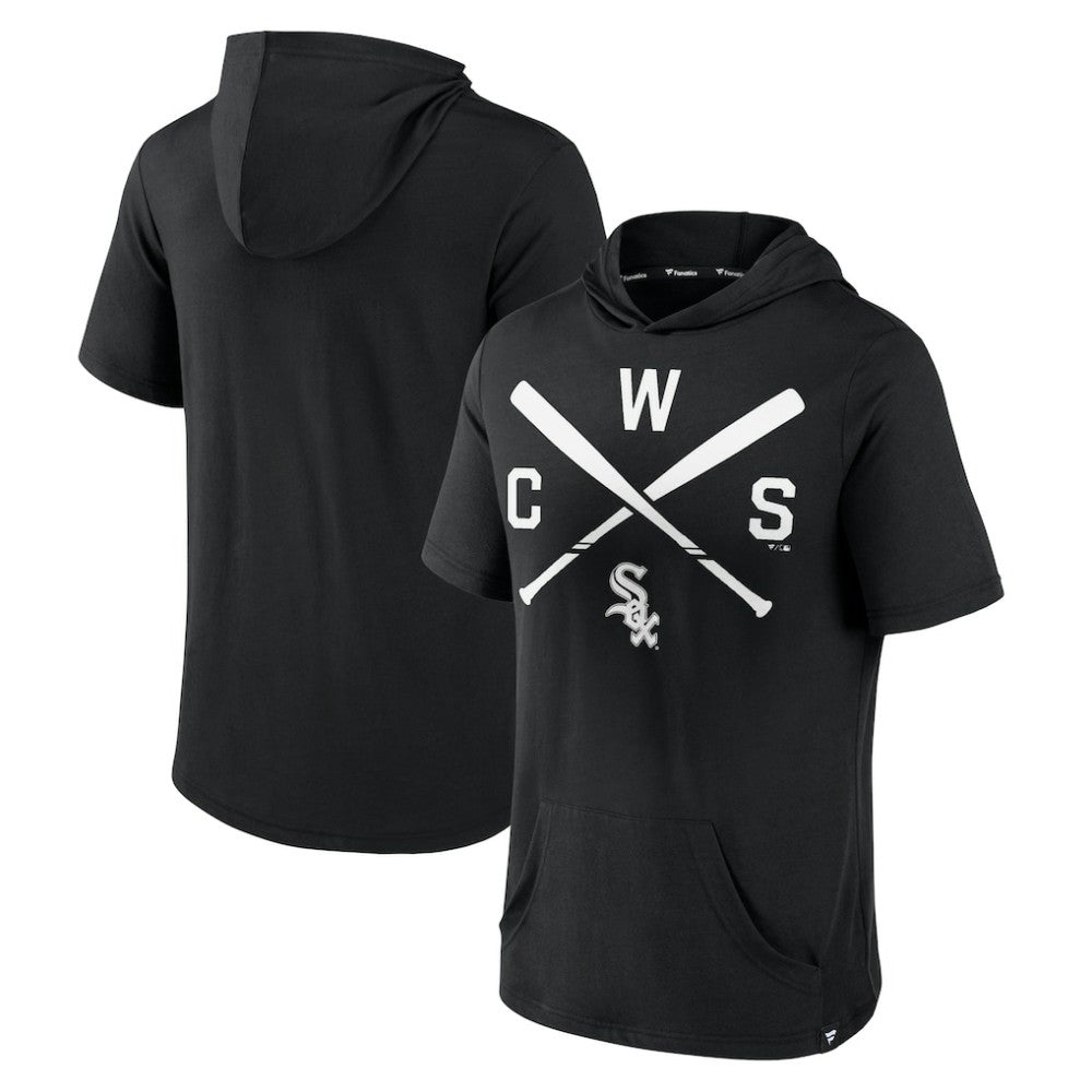 Chicago White Sox Iconic Rebel Short Sleeve Hooded Top - Black