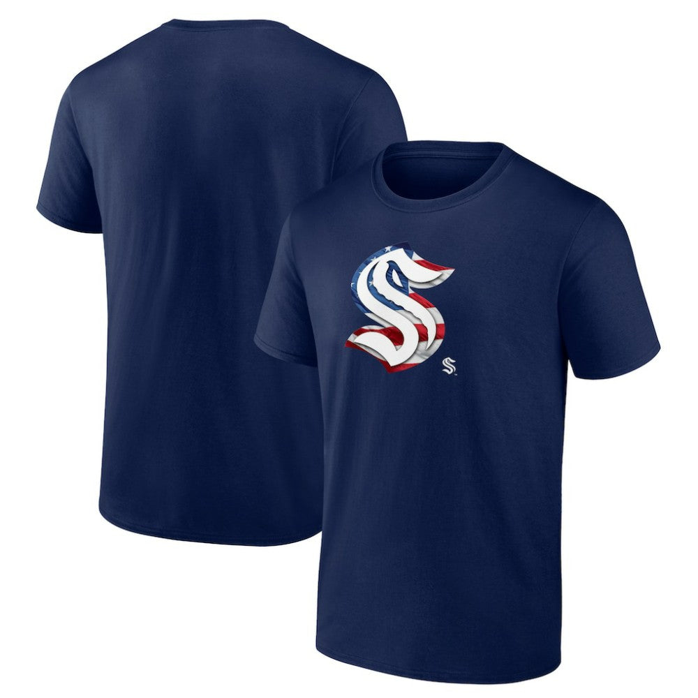 Seattle Kraken Banner Wave T-Shirt Deep Sea Blue