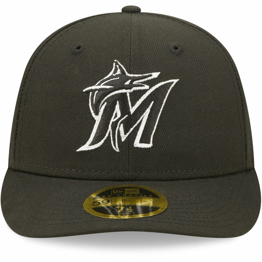 Miami Marlins Black & White Low Profile 59FIFTY Fitted Hat | New Era