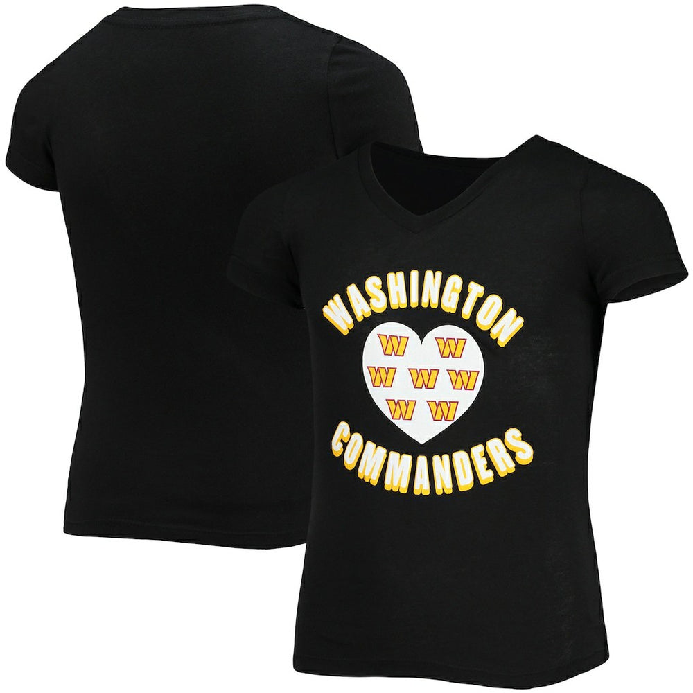 Washington Commanders New Era Girls Youth V-Neck T-Shirt - Black outlet