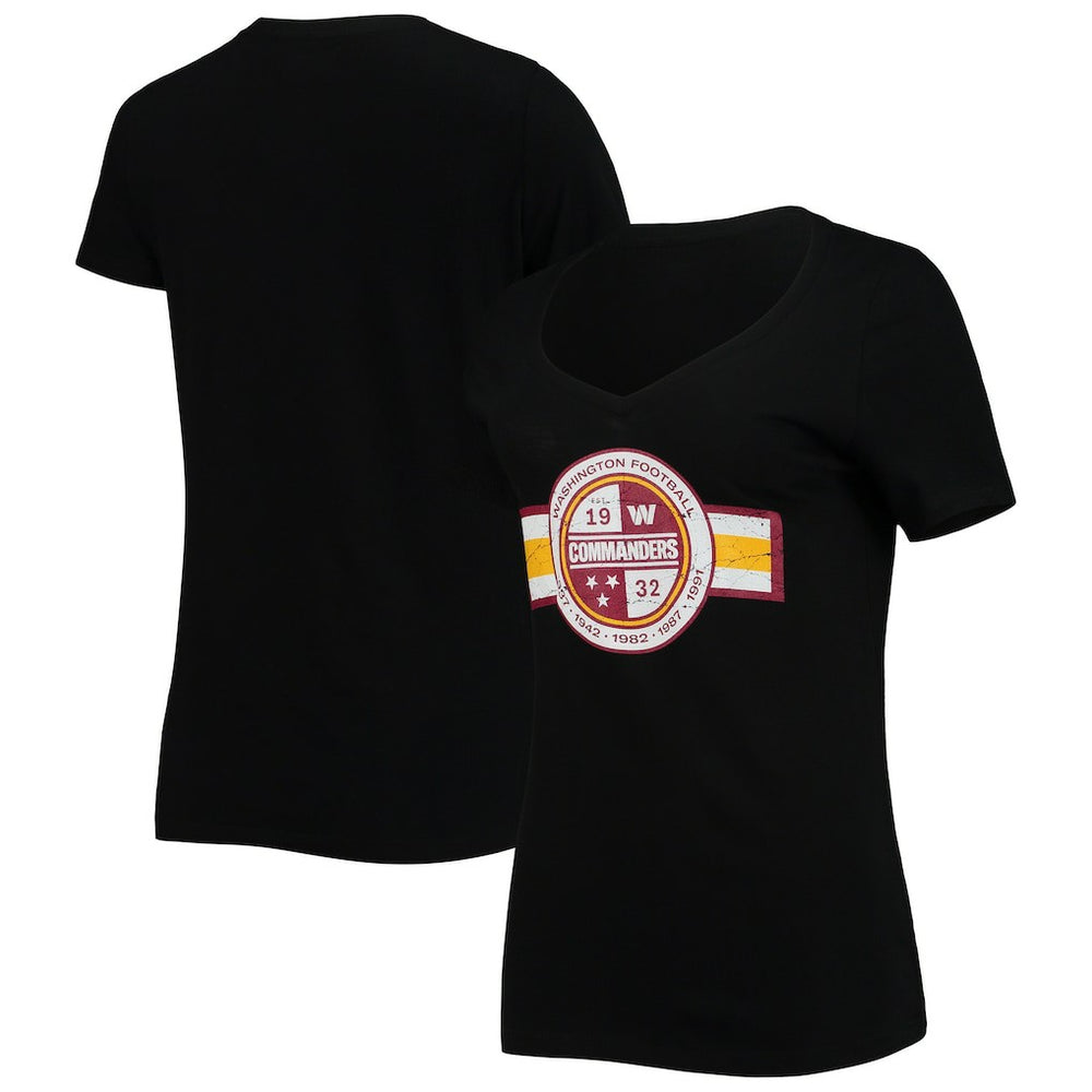 Washington Commanders New Era Women's V-Neck T-Shirt - Black on sale